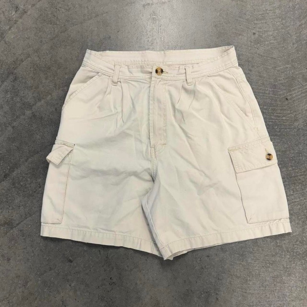 Vintage Women's Pleated Shorts Jordache Cream High Waisted Cargo Earthtone 27'